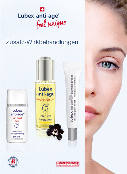 Faltblatt Lubex anti-age Zusatz-Treatments